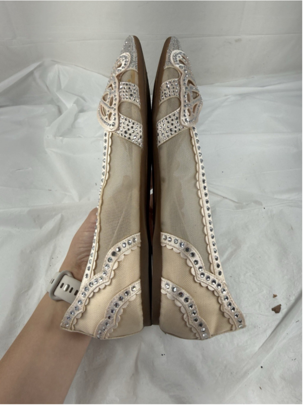 Copper Key Crystal Pointed Toe Butterfly Flat Shoes Womens 8M - Picture 7 of 15